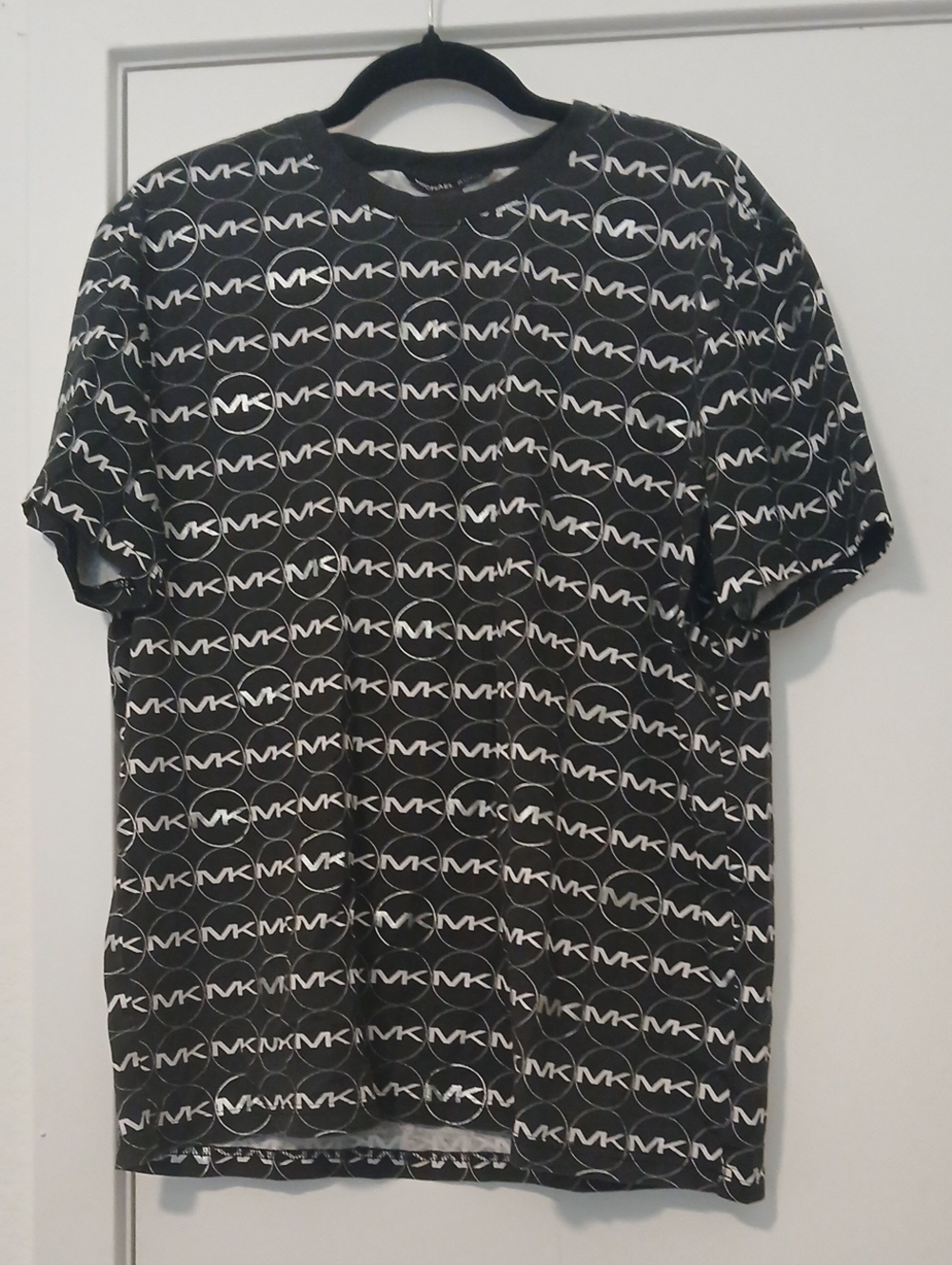 Michael Kors Black T-Shirt with White MK Circle Logo Print